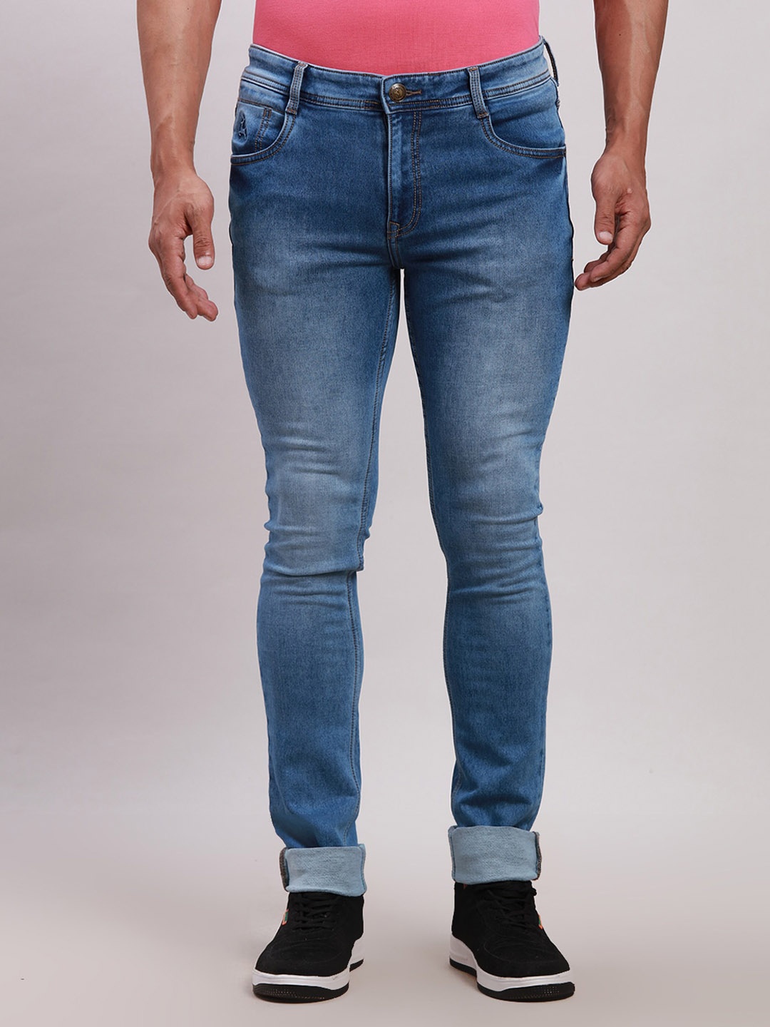 

Parx Men Skinny Fit Heavy Fade Low-Rise Stretchable Jeans, Blue