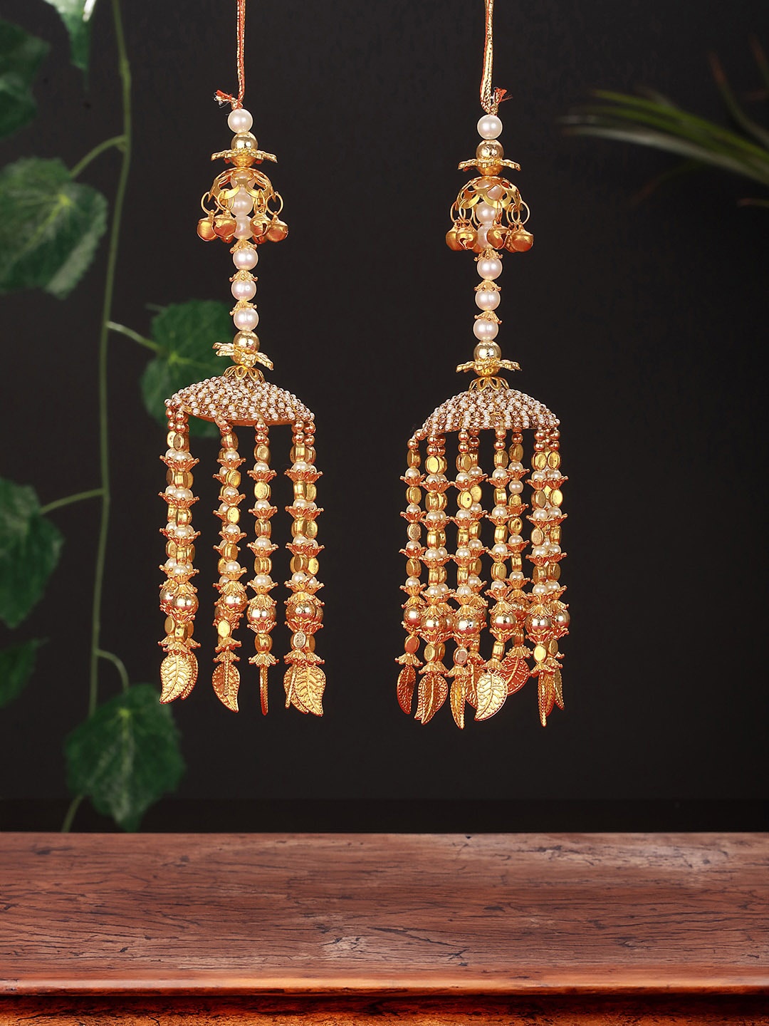 

Anouk Set Of 2 Gold-Toned Gold-Plated Stones Studded & Beads Beaded Bridal Kaleeras