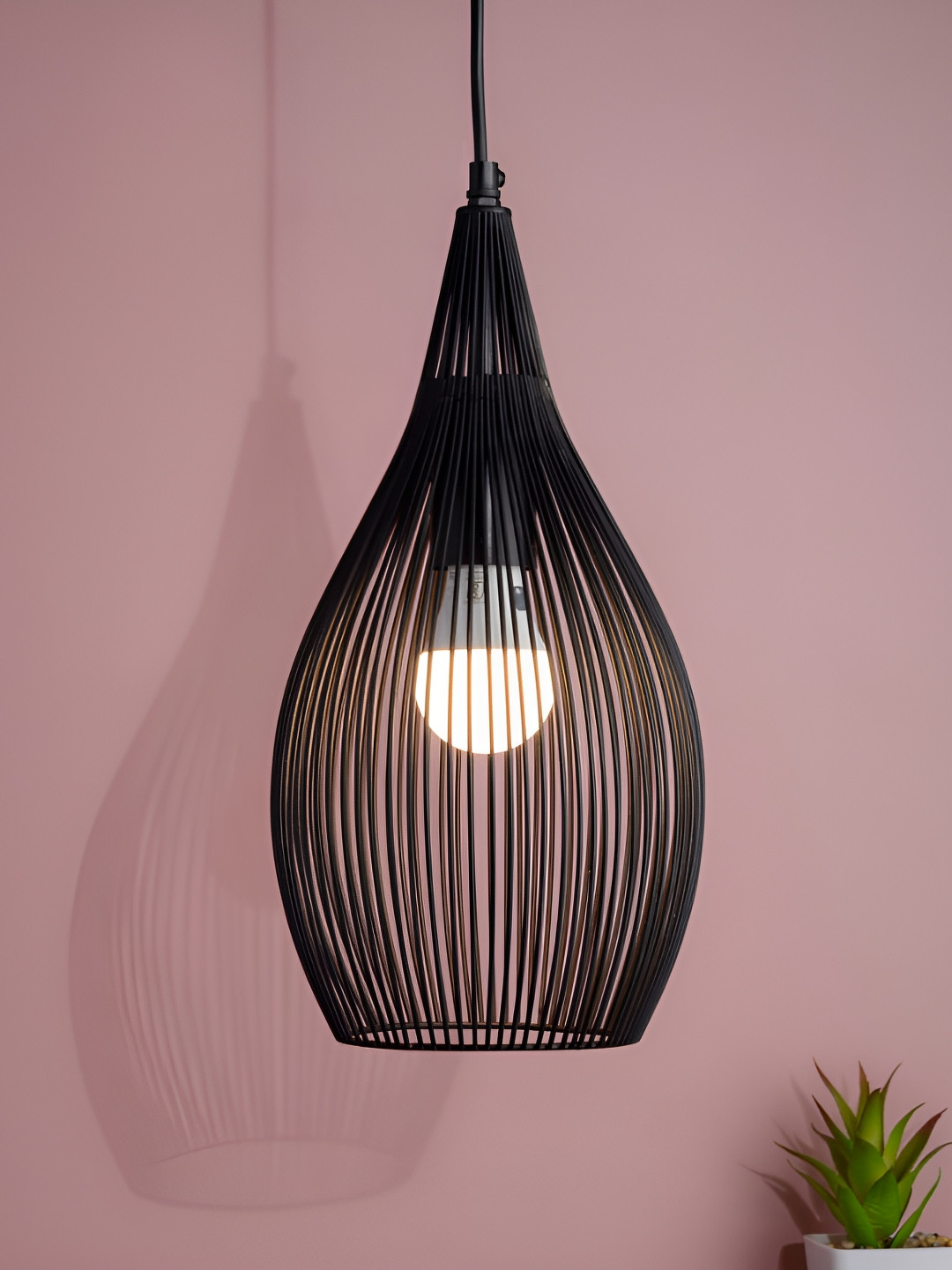 

Decor de Maison Black Textured Aluminium Cylindrical Ceiling Lamp