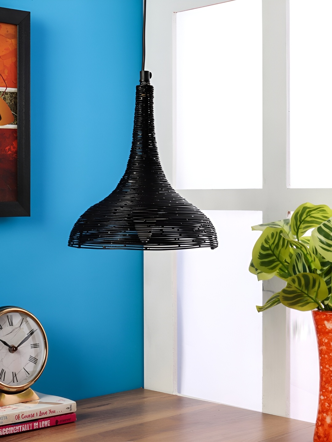 

Decor de Maison Black Textured Aluminium Bell Ceiling Lamp