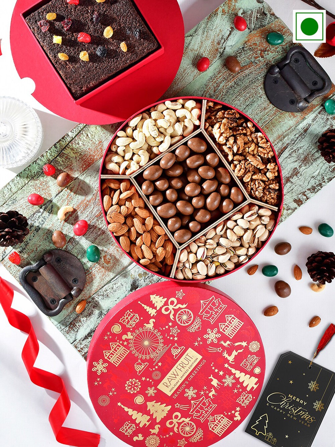 

RawFruit Christmas Nut Medley Gift Set, Red