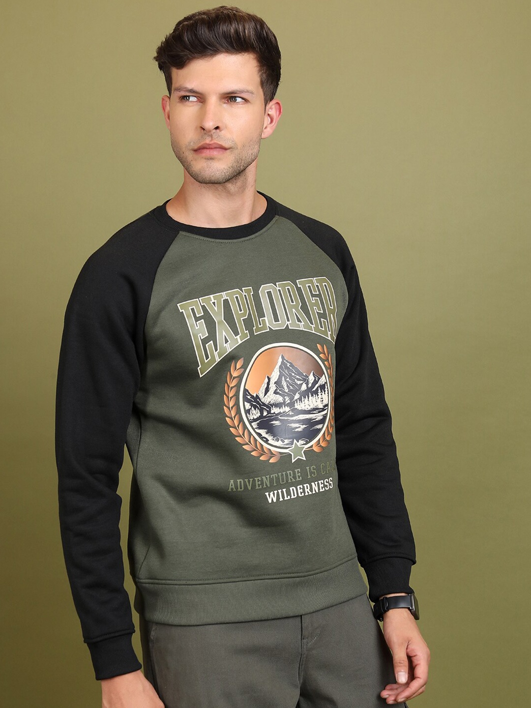 

HIGHLANDER Graphic Printed Pullover Sweatshirt, Green