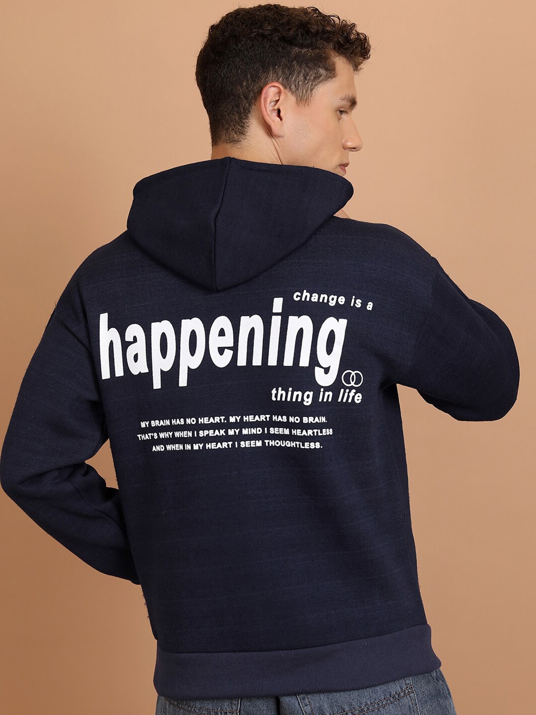 

HIGHLANDER Typography Printed Hooded Pullover Sweatshirt, Navy blue