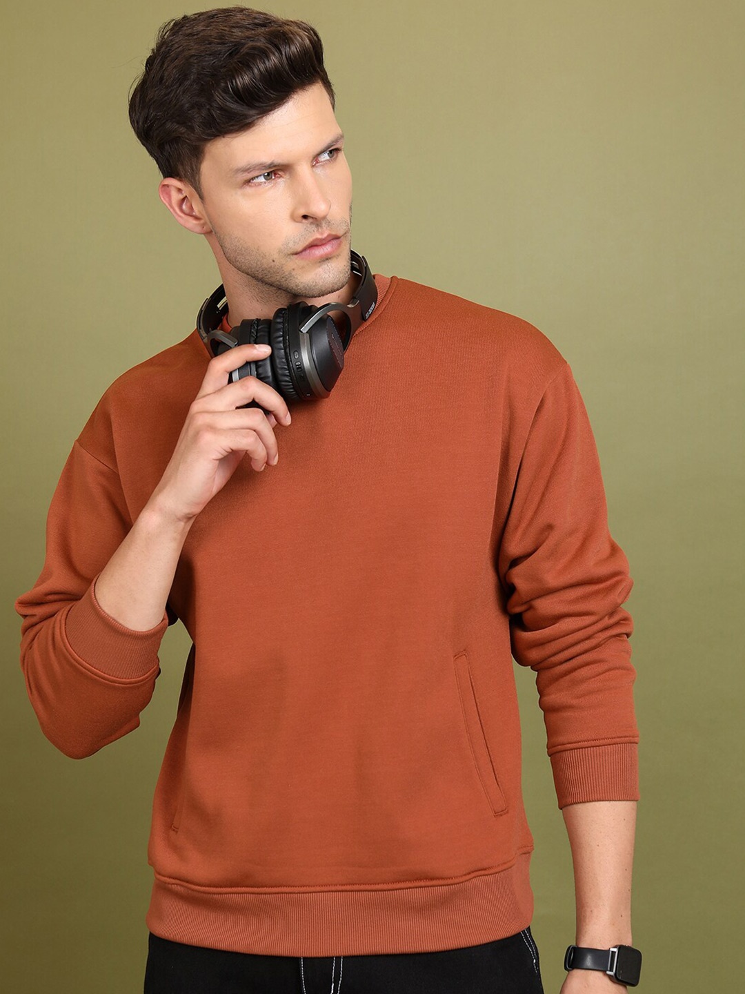 

HIGHLANDER Round Neck Long Sleeve Regular Fit Pullover Sweatshirt, Brown