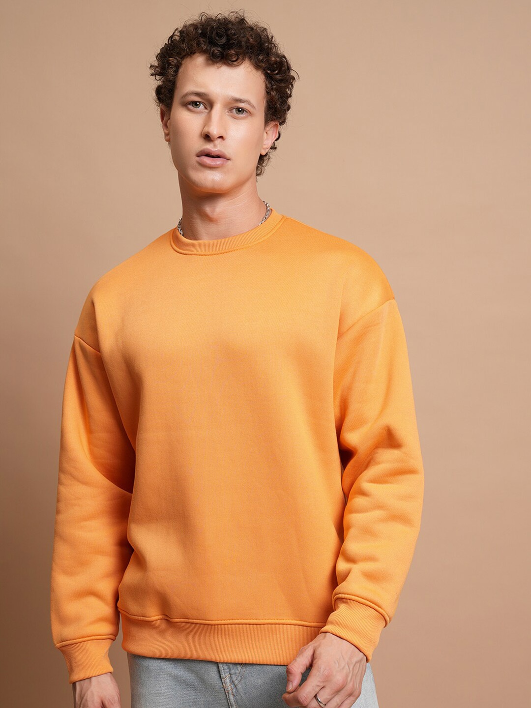 

HIGHLANDER Mustard Round Neck Oversized Sweatshirt