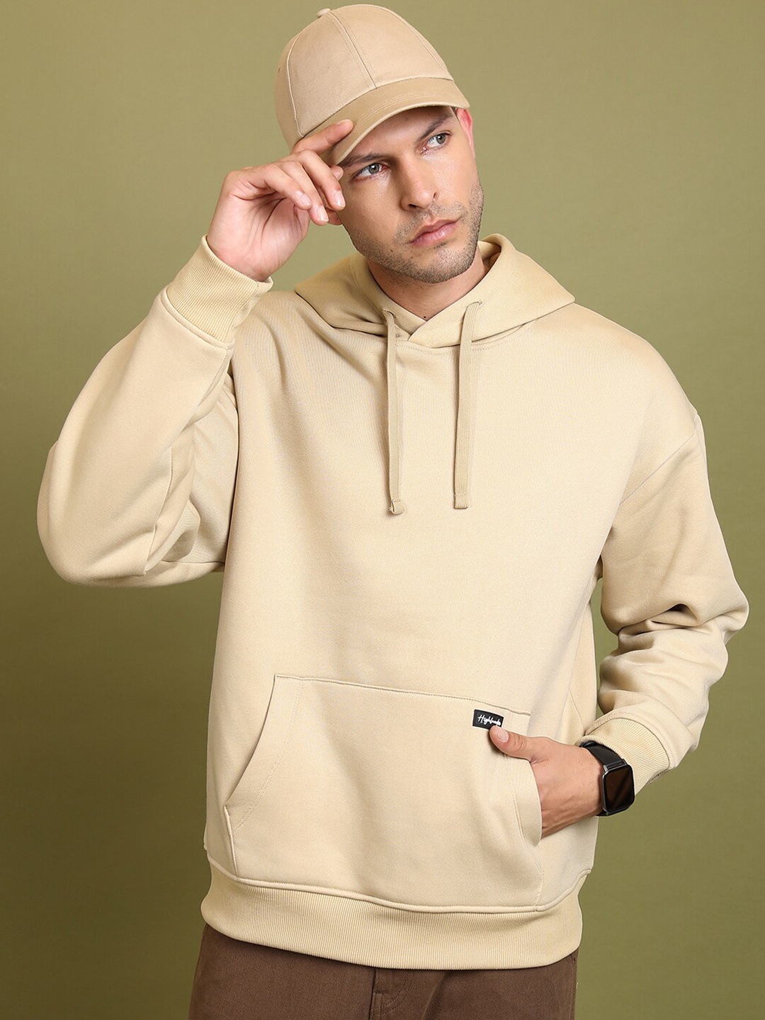 

HIGHLANDER Hooded Long Sleeves Sweatshirt, Beige