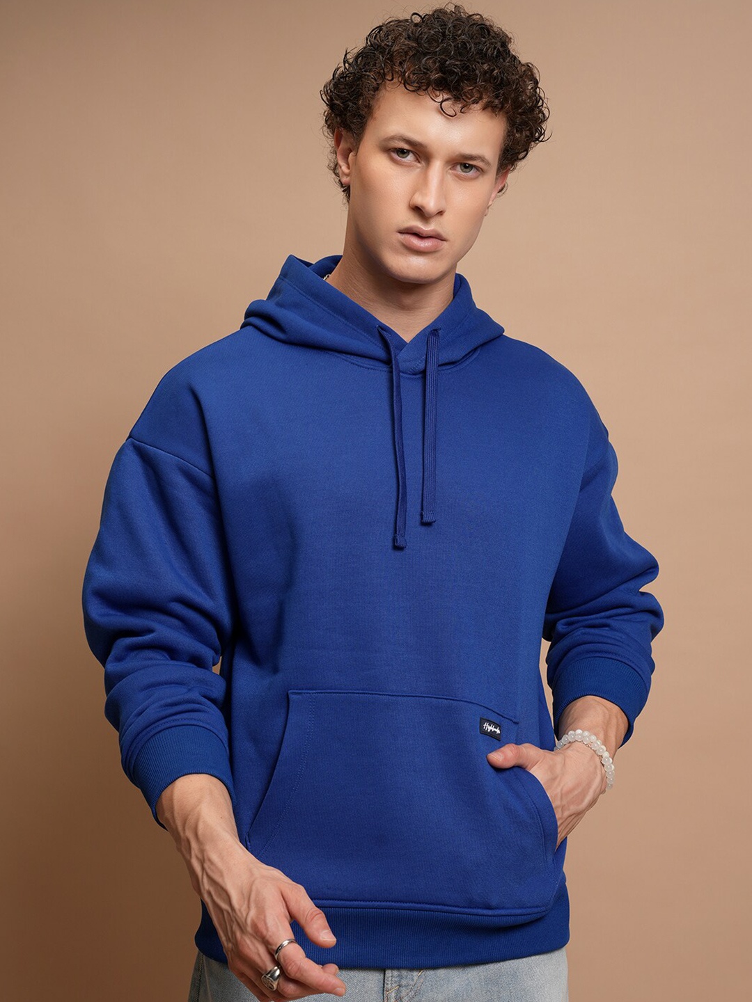 

HIGHLANDER Oversized Drop Shoulder Hooded Pullover Sweatshirt, Blue