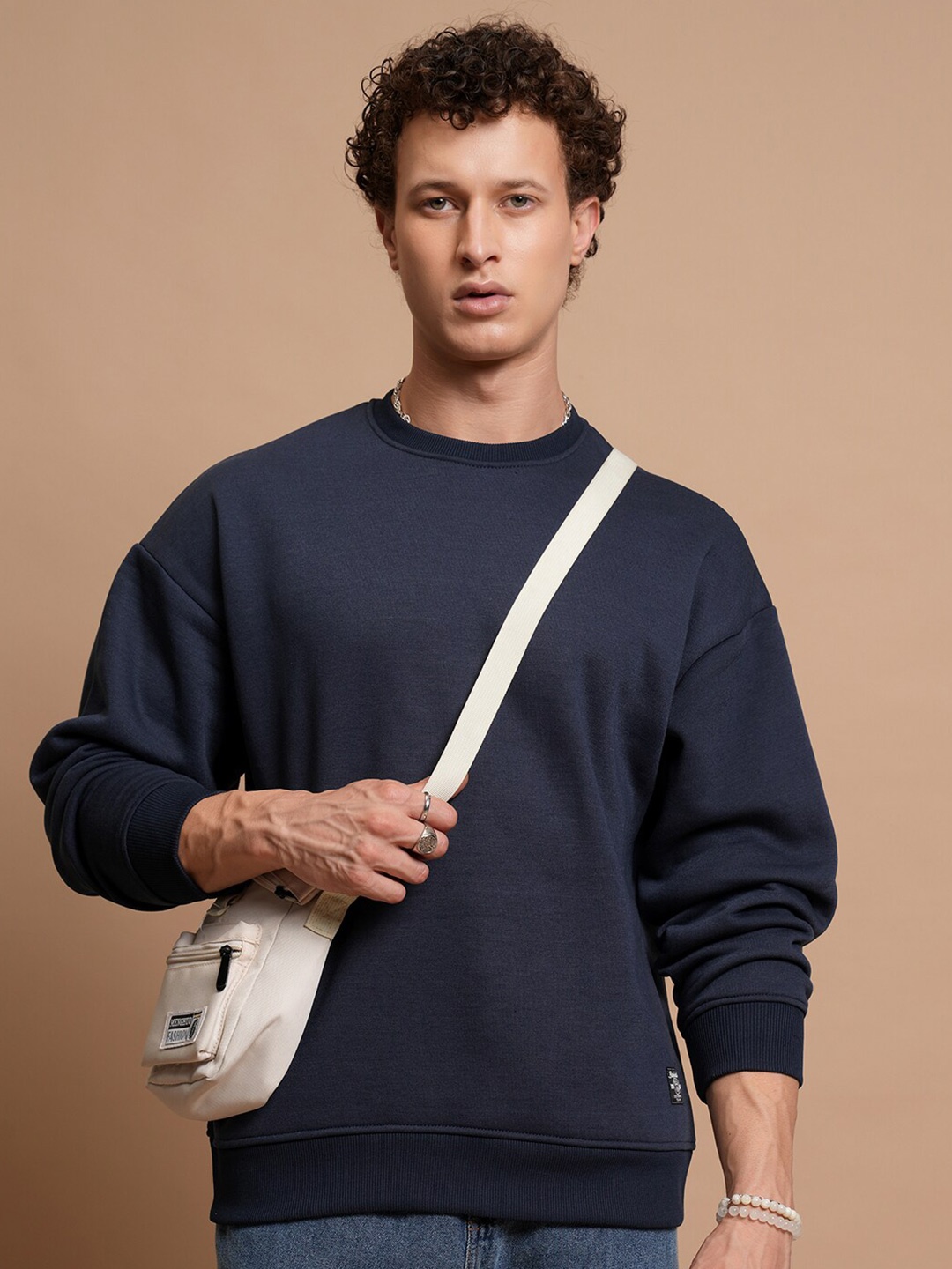 

HIGHLANDER Oversized Drop Shoulder Hooded Pullover Sweatshirt, Navy blue