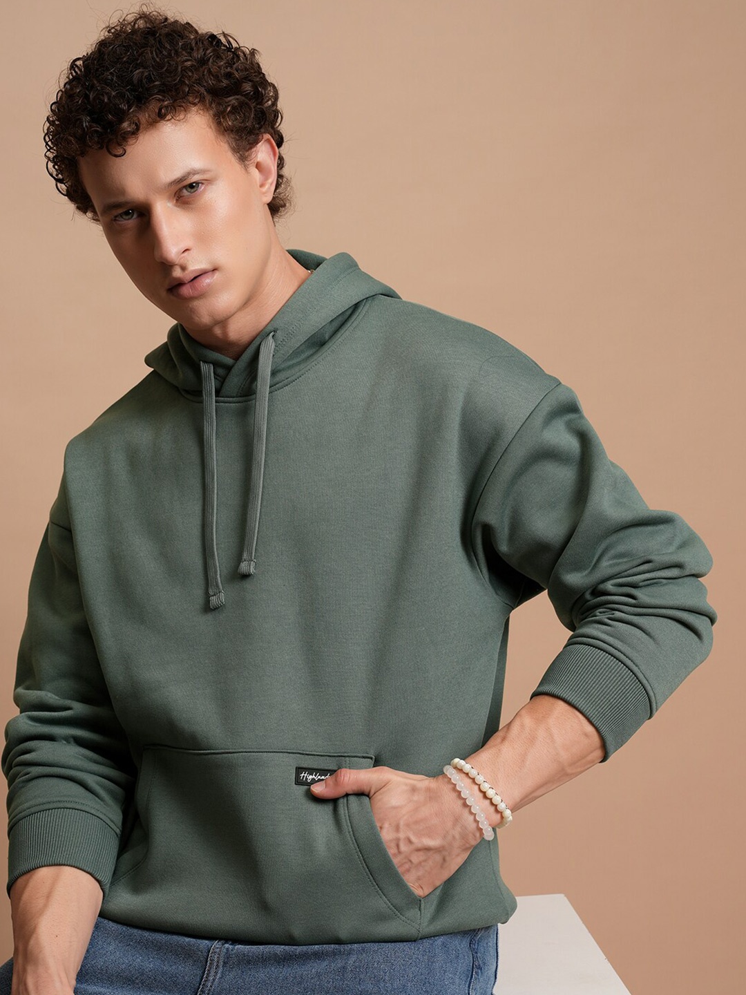 

HIGHLANDER Oversized Drop Shoulder Hooded Pullover Sweatshirt, Green