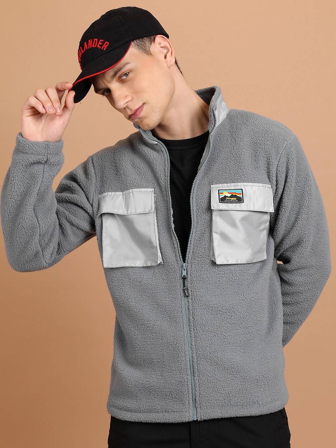 

HIGHLANDER High Neck Front-Open Sweatshirt, Grey