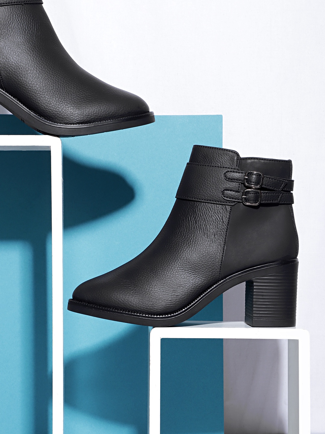 

CORSICA Women Block Heel Mid-Top Boots, Black