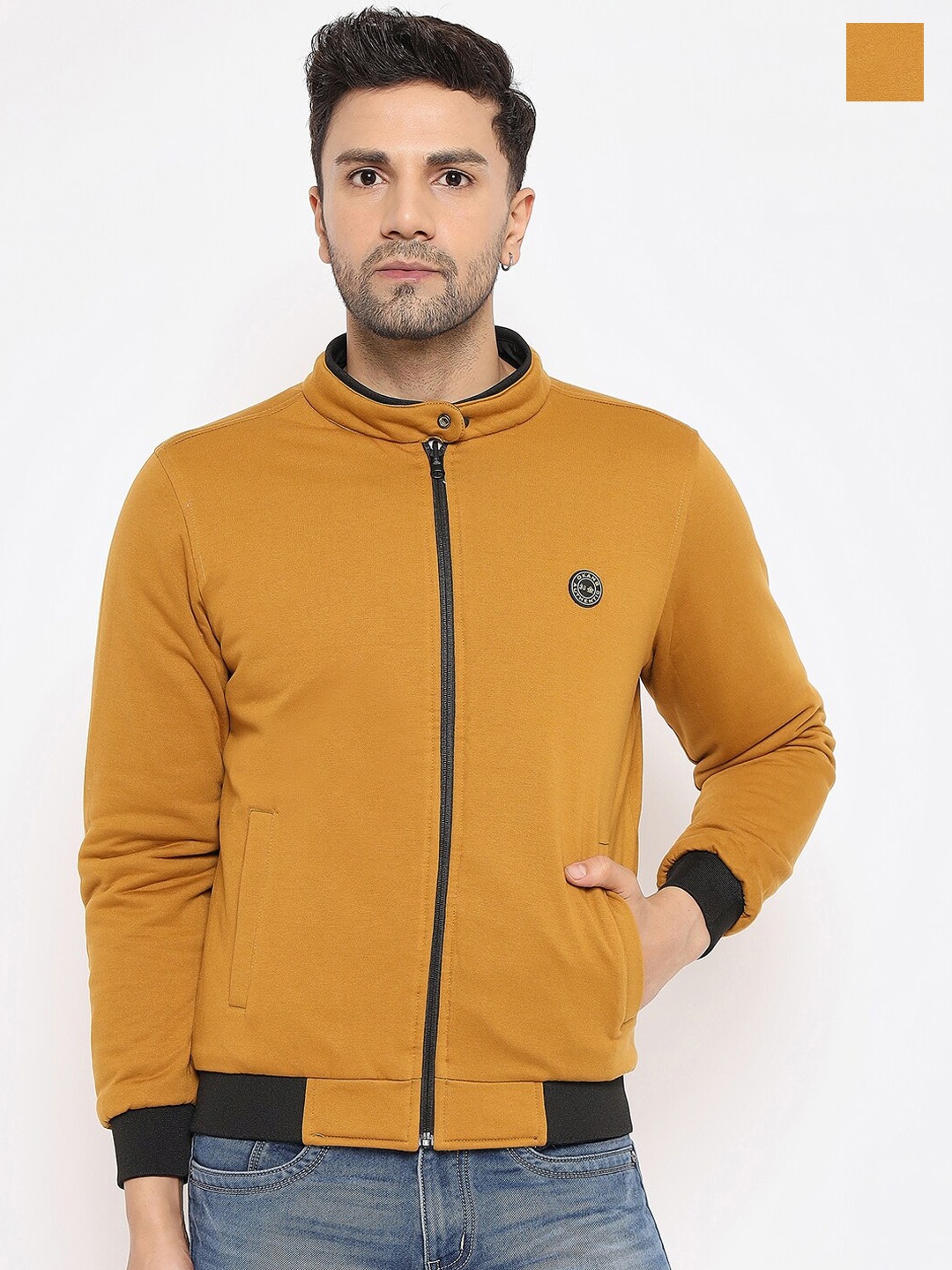 

Okane Slim Fit Reversible Long Sleeves Bomber Jacket, Black