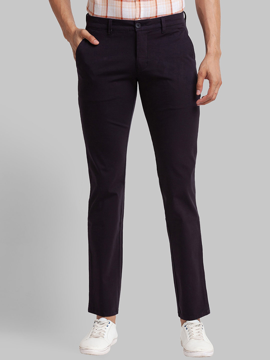 

Parx Men Tapered Fit Easy Wash Trousers, Black