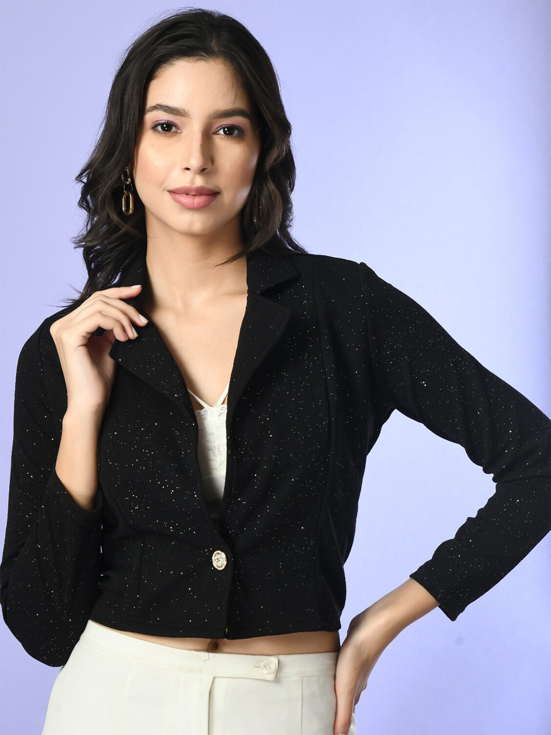 

Moshe Embellished Crop Shrug, Black