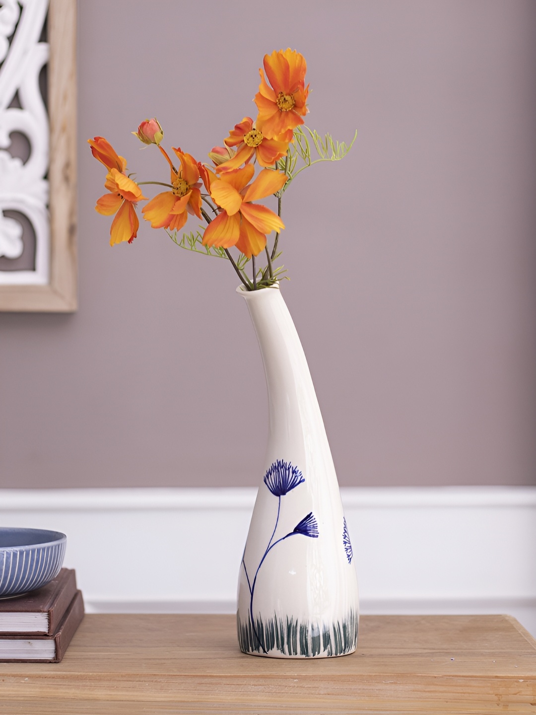 

The Decor Lane Off White Printed Ceramic Flower Vase