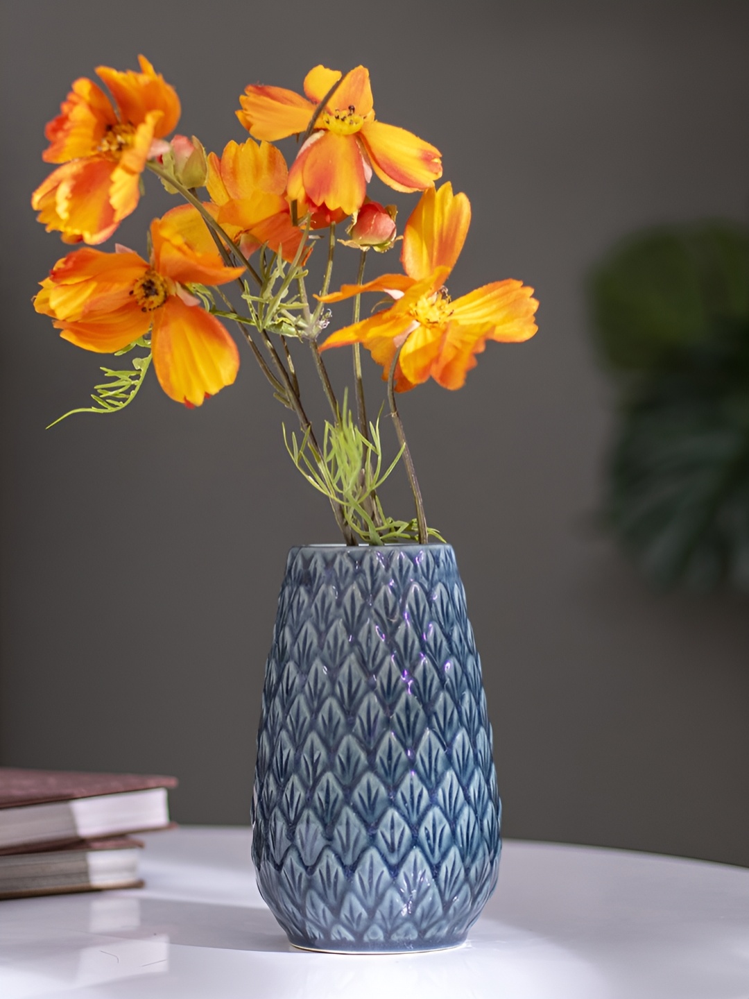 

The Decor Lane Blue Self Designed Ceramic Flower Vase
