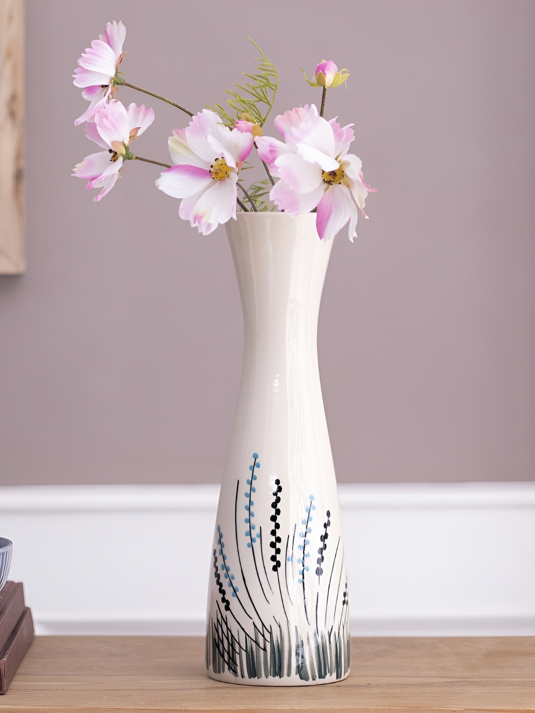 

The Decor Lane Off White Printed Ceramic Flower Vase