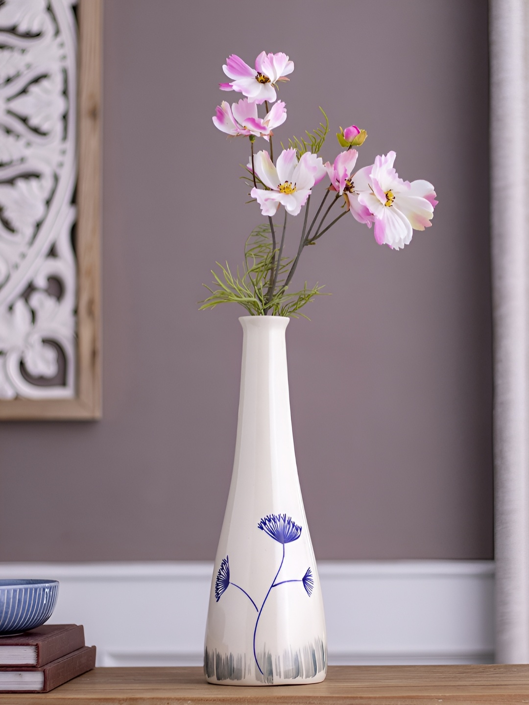

The Decor Lane Off White Printed Ceramic Flower Vase