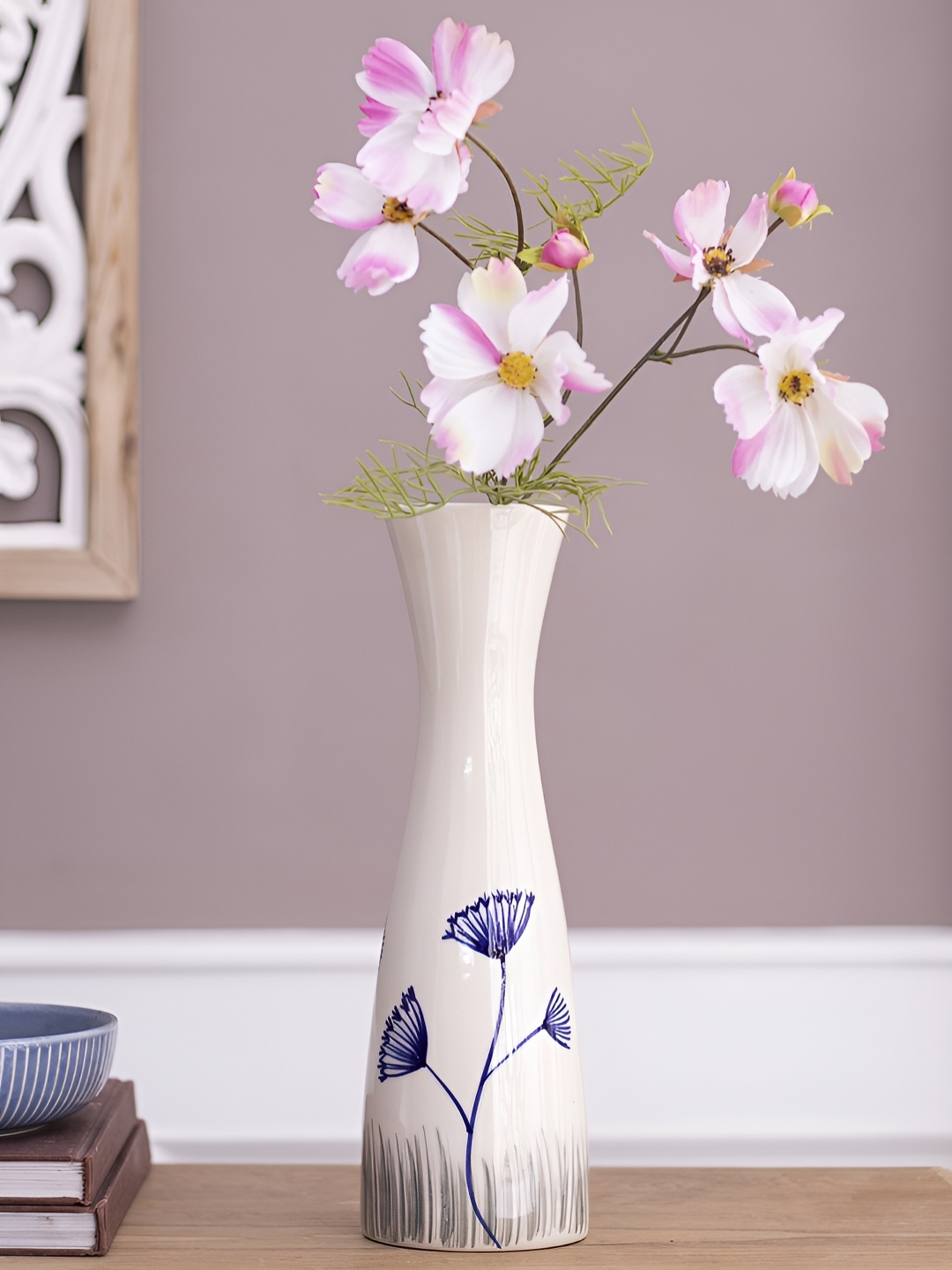 

The Decor Lane Off White Printed Ceramic Flower Vase