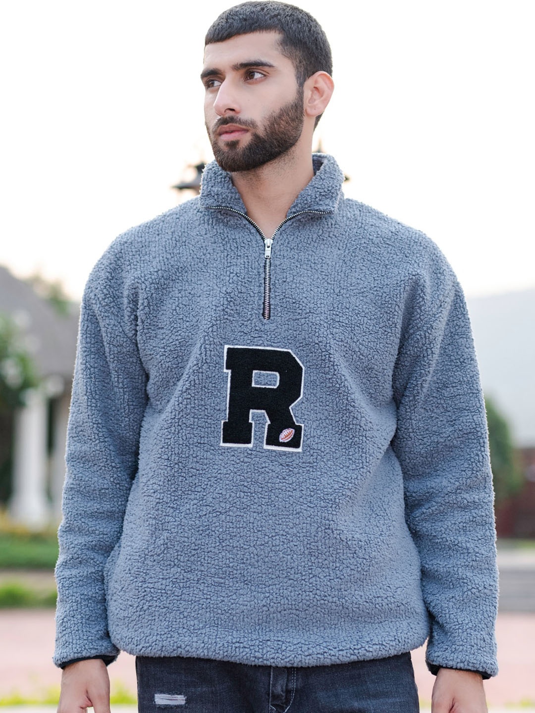 

Tistabene Mock Collar Fleece Pullover Sweatshirt, Grey