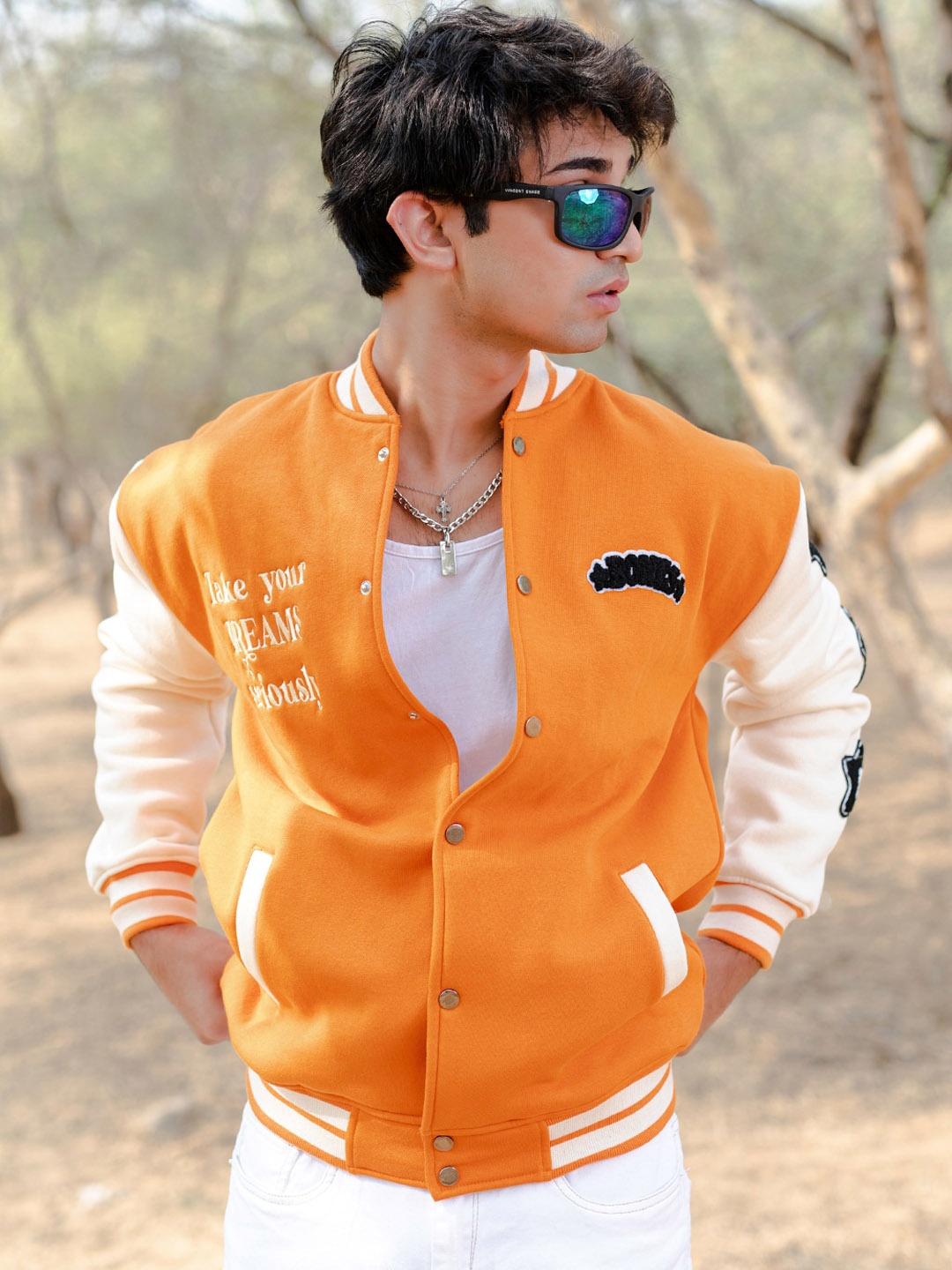 

Tistabene Stand Collar Lightweight Cotton Bomber Jacket, Orange