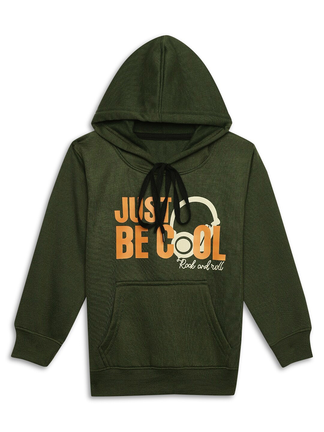 

VIMAL JONNEY Kids Typography Printed Hooded Fleece Sweatshirt, Olive