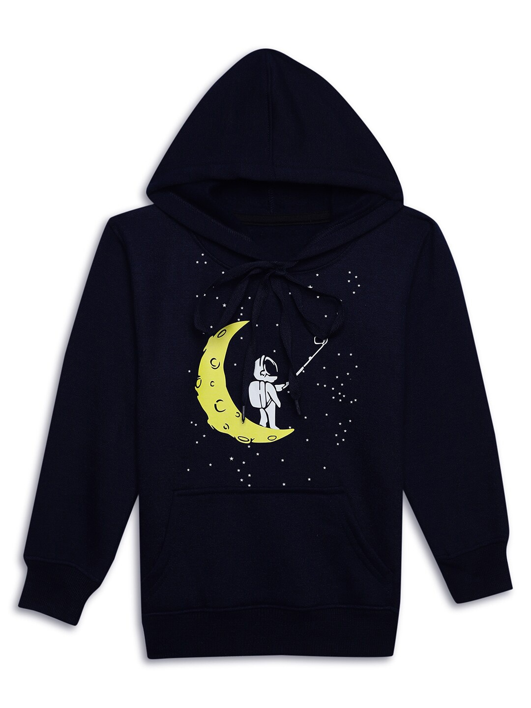 

MACK JONNEY Kids Printed Hooded Cotton Fleece Sweatshirt, Navy blue