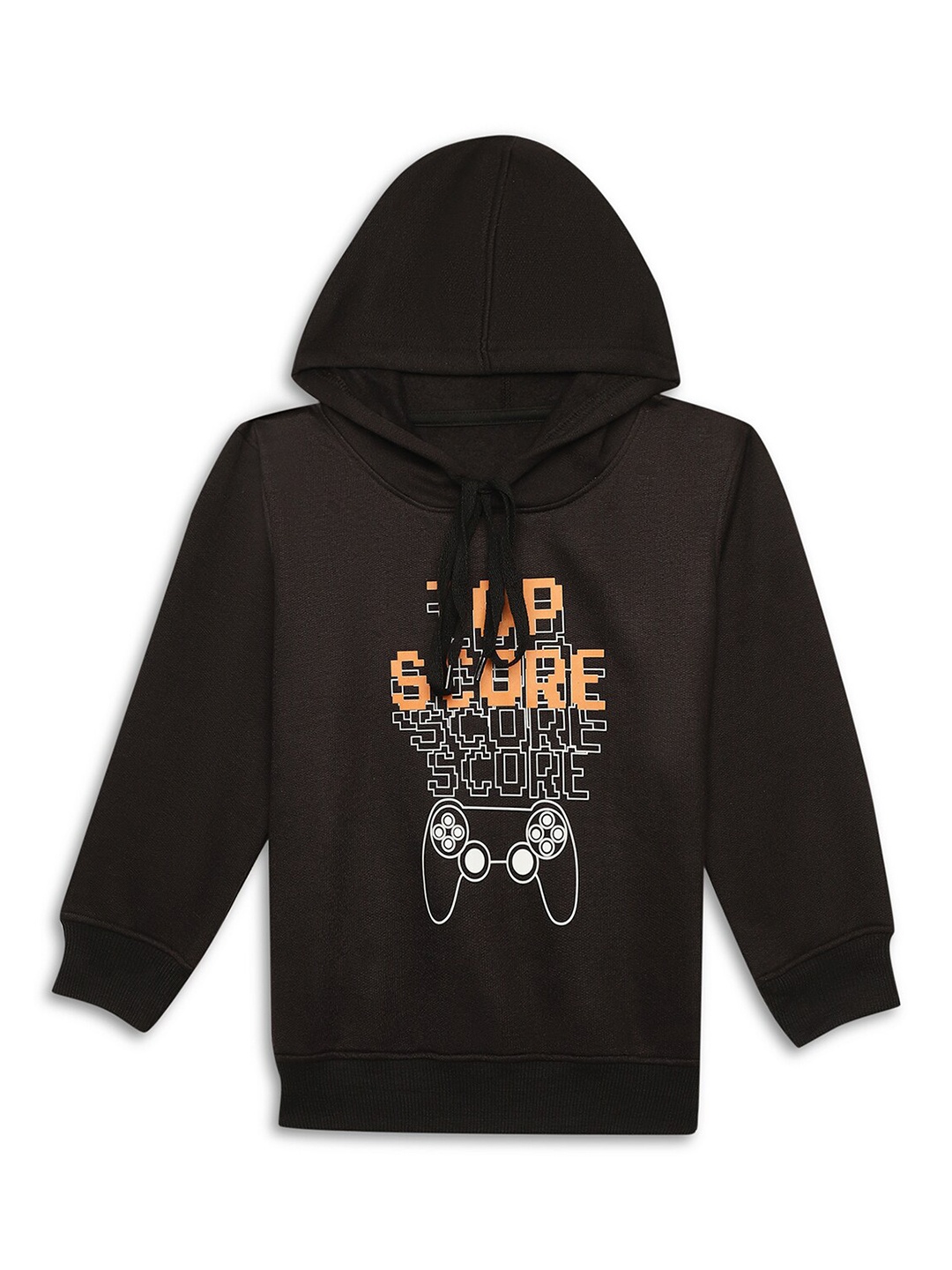 

MACK JONNEY Kids Typography Printed Hooded Fleece Sweatshirt, Black