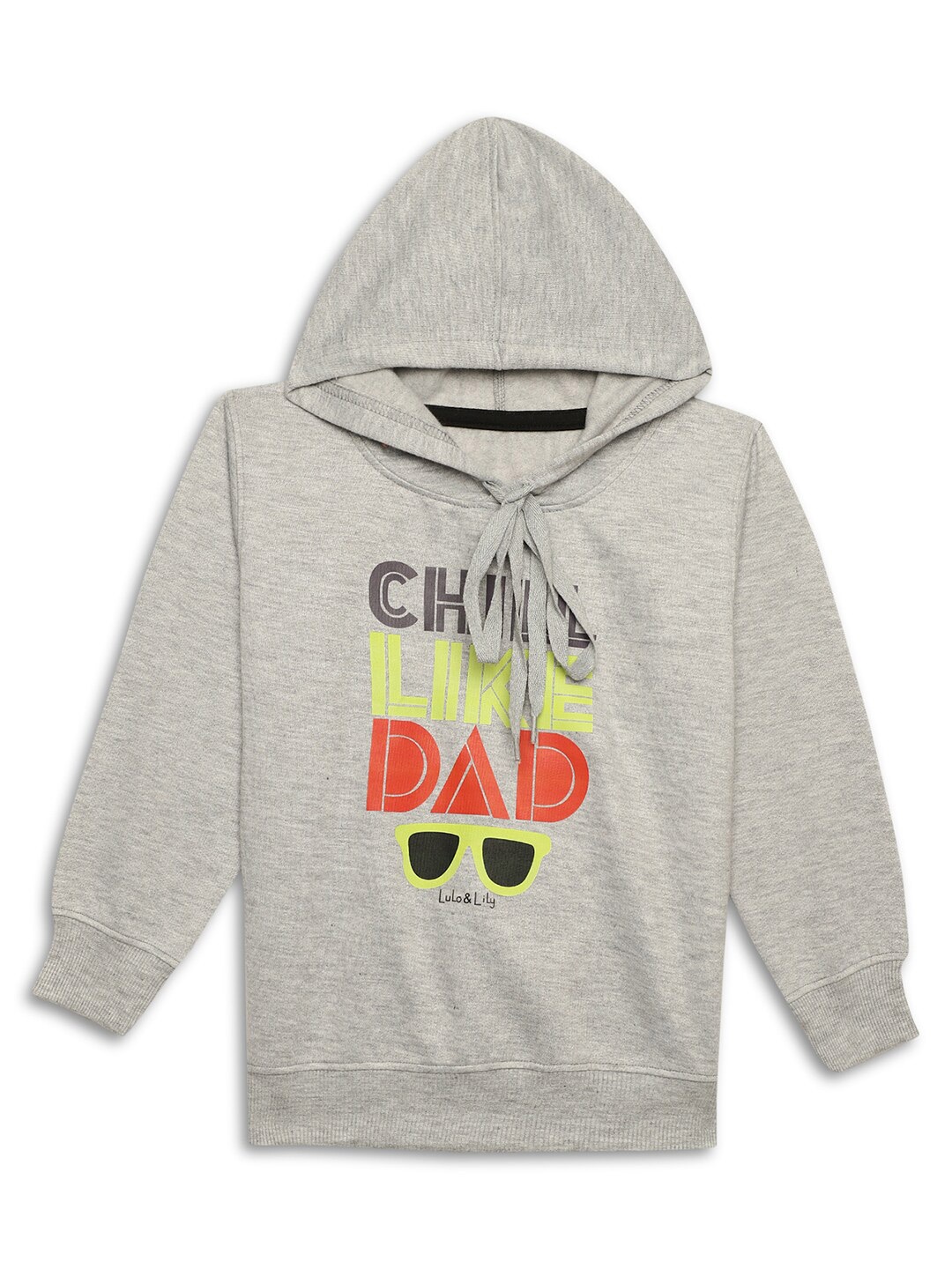 

VIMAL JONNEY Kids Typography Printed Hooded Fleece Sweatshirt, Grey