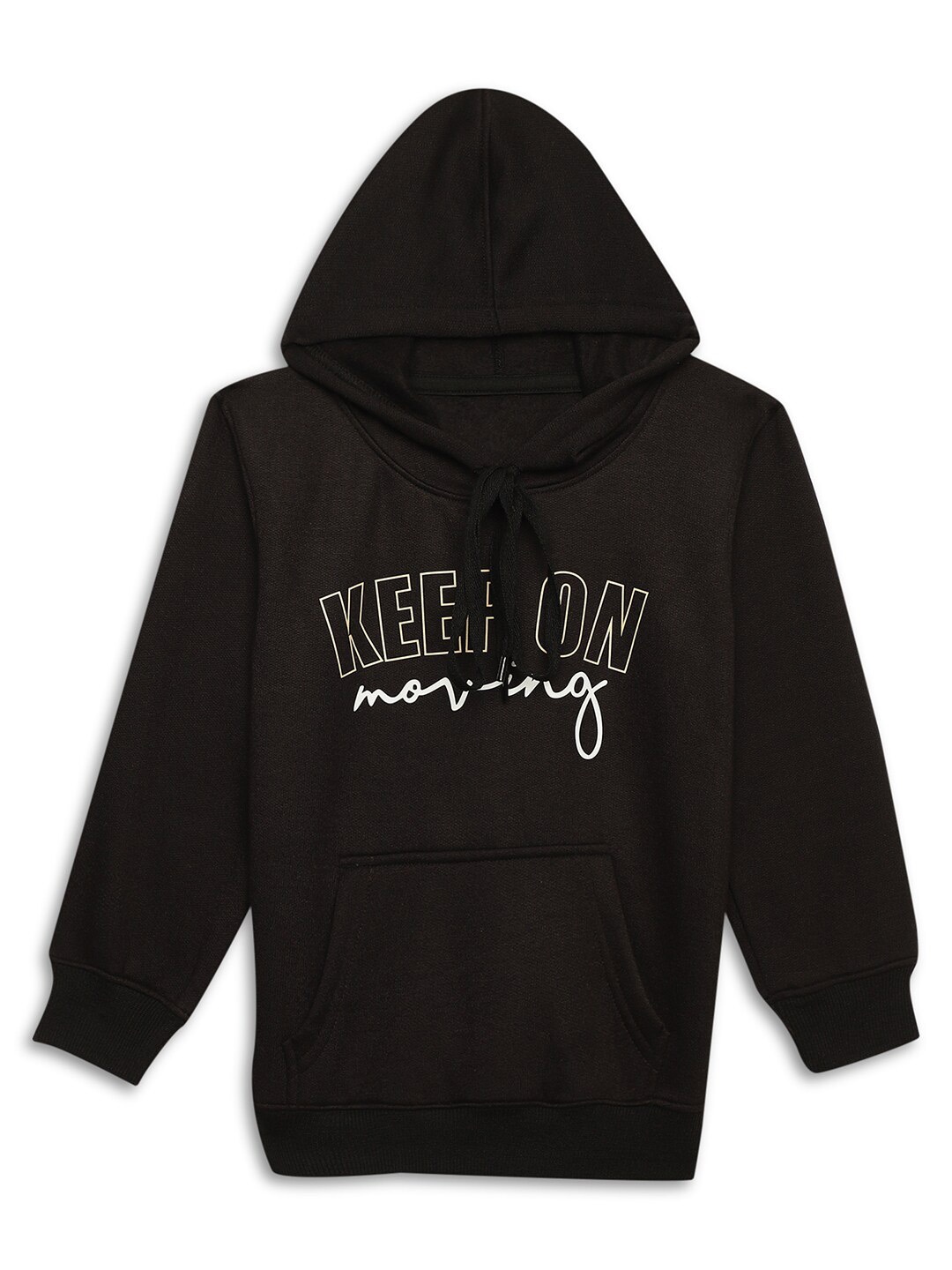 

MACK JONNEY Kids Typography Printed Hooded Cotton Fleece Sweatshirt, Black