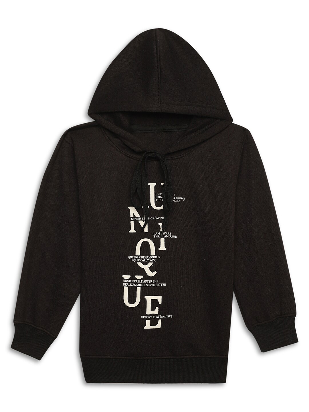 

MACK JONNEY Kids Typography Printed Hooded Cotton Fleece Sweatshirt, Black