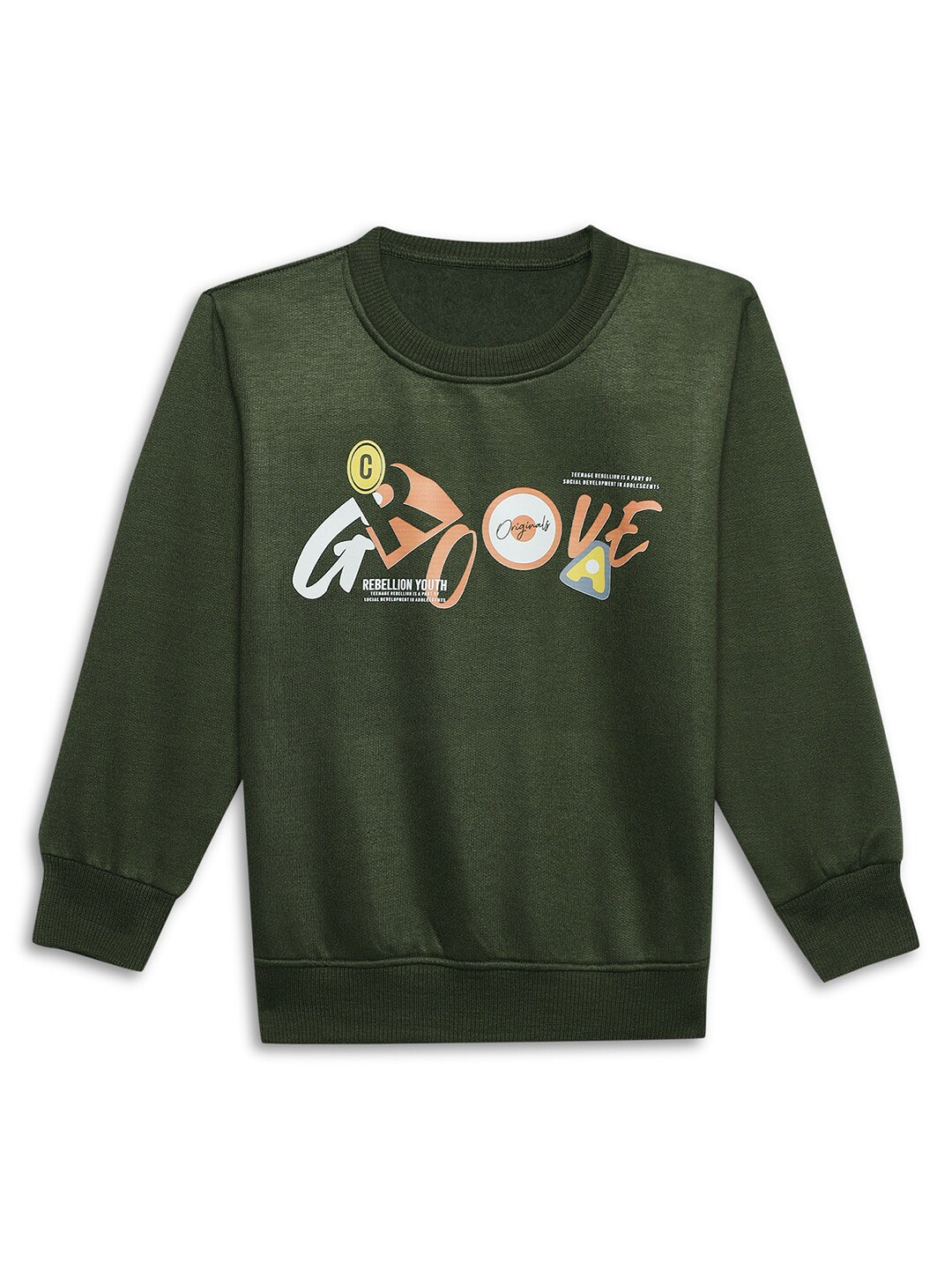 

MACK JONNEY Kids Typography Printed Fleece Sweatshirt, Olive