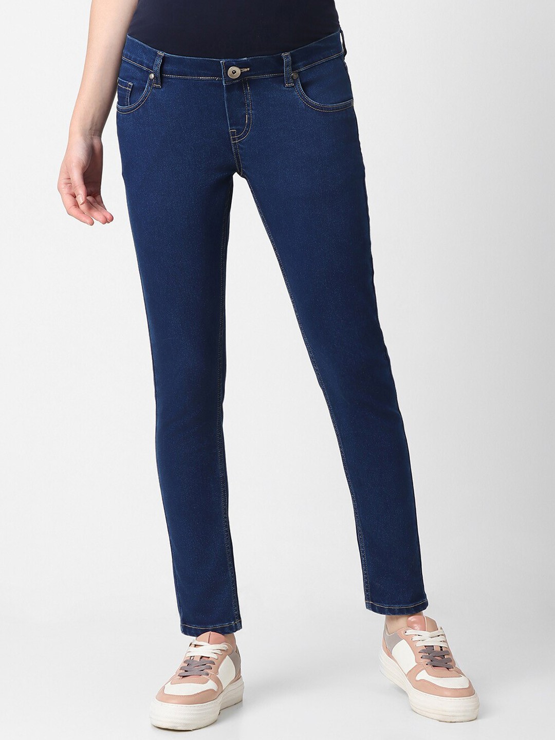 

Mystere Paris Women Relaxed Fit Comfort Maternity Jeans, Blue