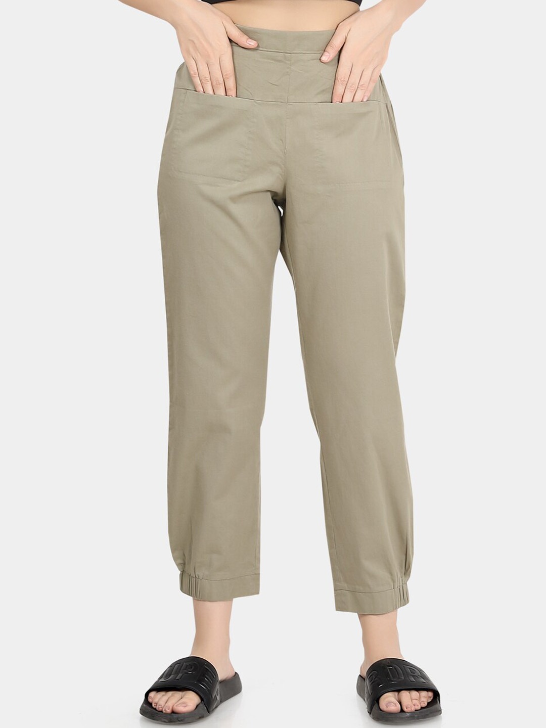 

Mystere Paris Women Straight Cotton Lounge Pants, Olive