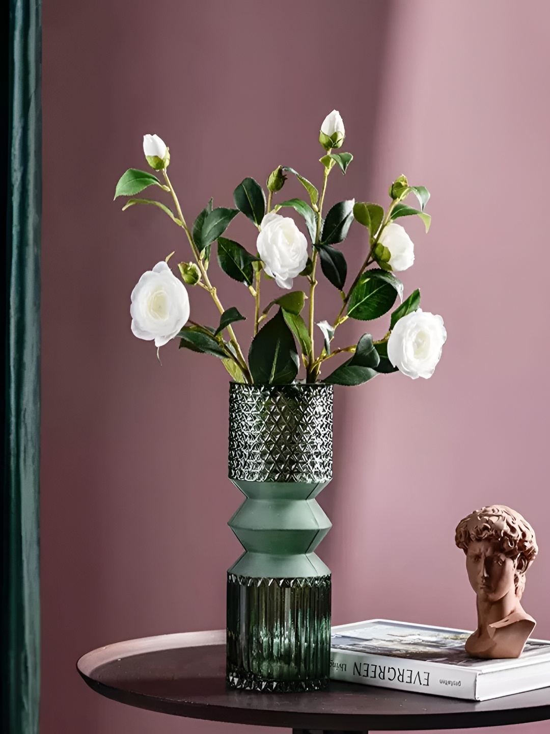 

Samara Home 2 Pieces Green Glass Cylindrical Flower Vase