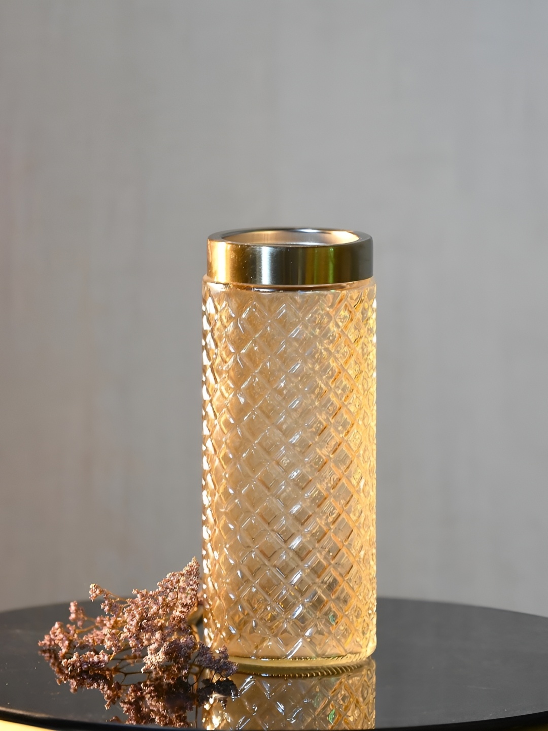 

Samara Home Gold-Toned Textured Glass Cylindrical Flower Vase