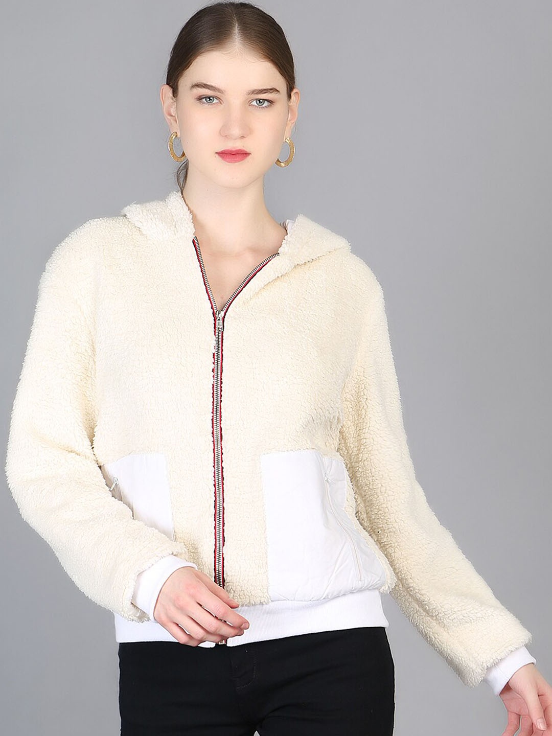 

Chemistry Hooded Lightweight Cotton Bomber Jacket, Beige