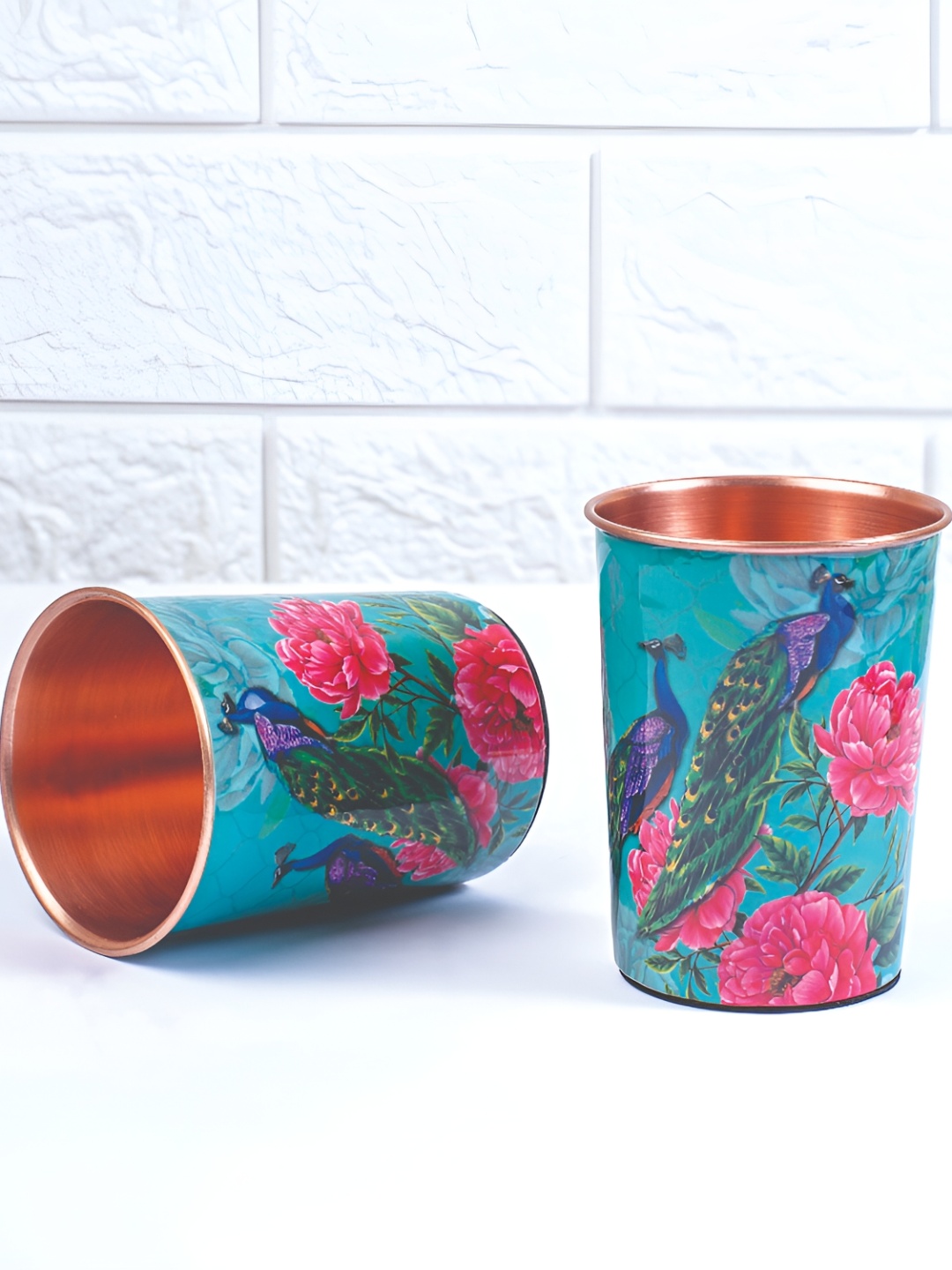 

Strokes by Namrata Mehta Blue & Pink 2 Pieces Floral Printed Copper Tumbler 200 ml