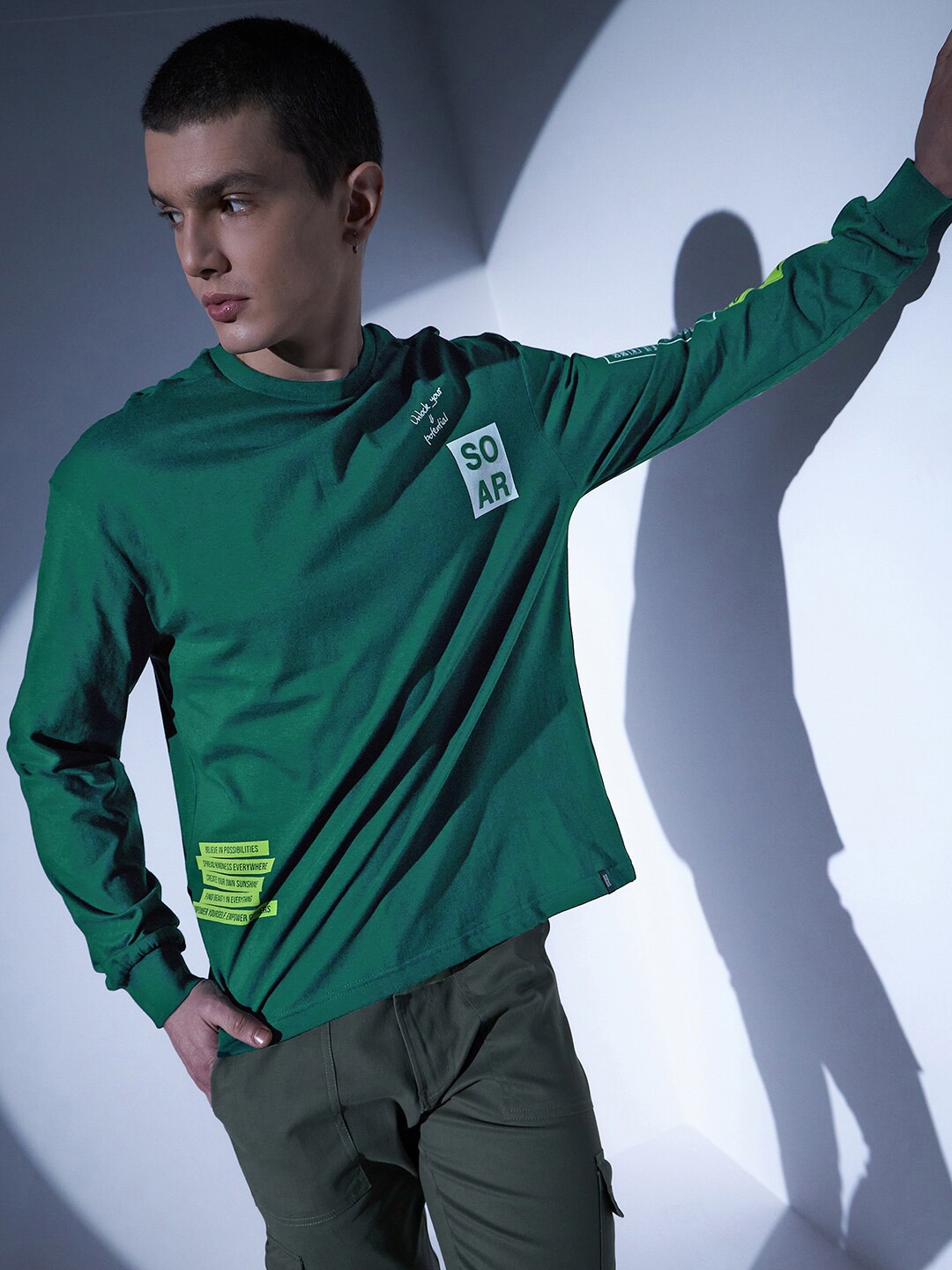 

Hubberholme Typography Printed Cotton T-Shirt, Green