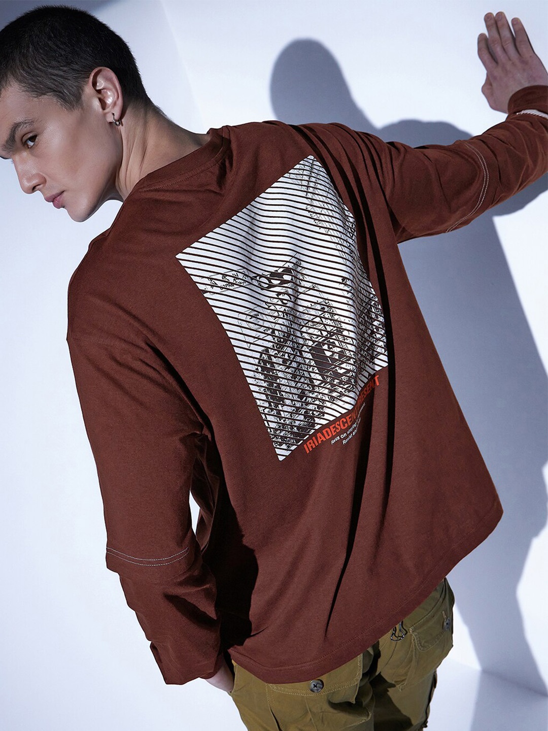 

Hubberholme Graphic Printed Cotton T-Shirt, Brown