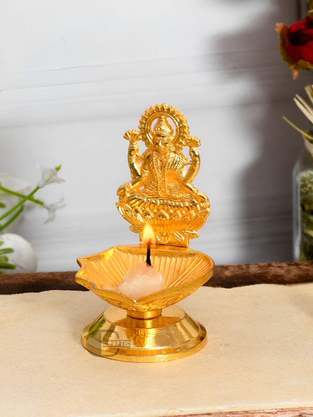

COOPTIC Gold-Toned Laxmi Diya Candle
