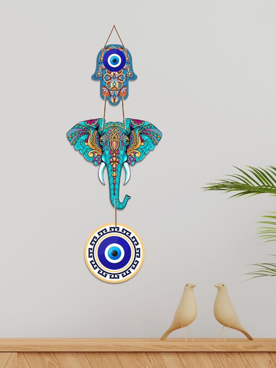 

Kastner Turquoise Blue Wood Elephant Hanging Wall Decor