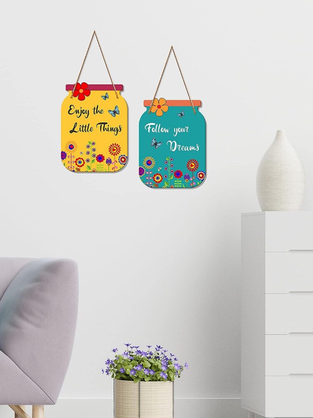 

Kastner Yellow & Turquoise Blue 2 Pieces Wood Your Dreams Quote Hanging Wall Decor