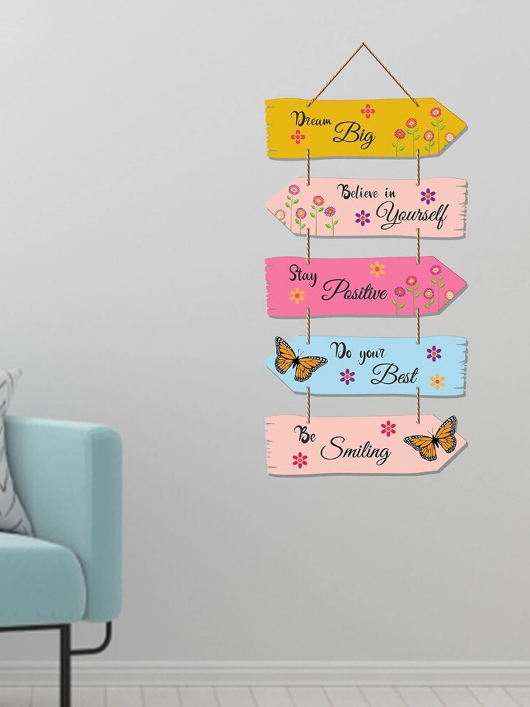 

Kastner Yellow & Pink Wood Motivational Quote Hanging Wall Decor