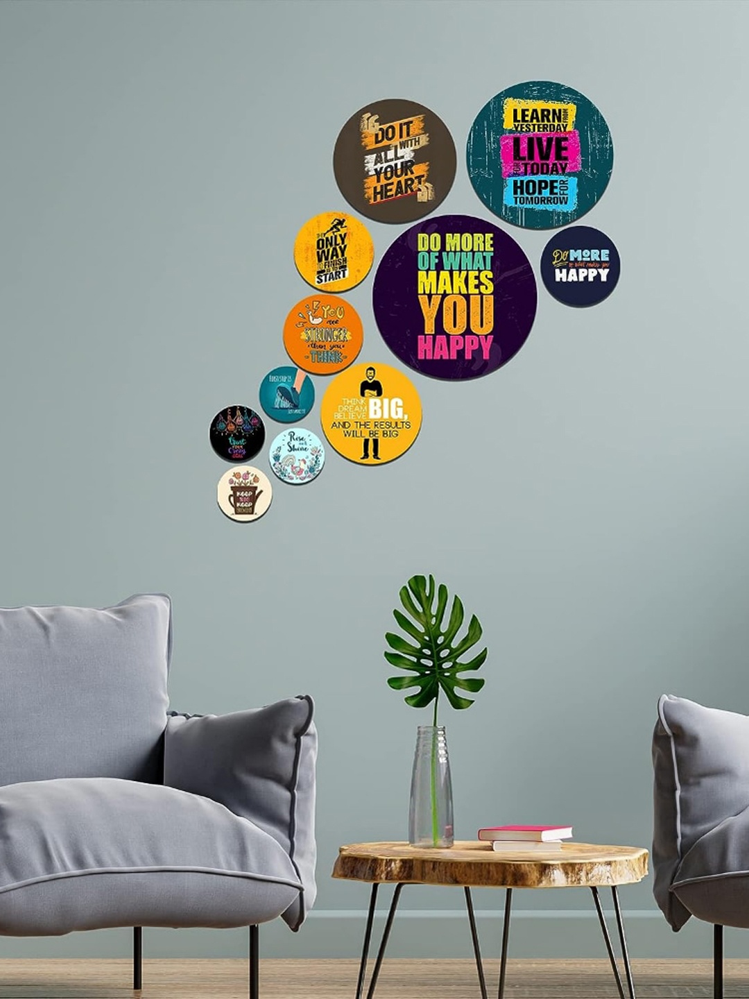 

Kastner Black & Brown 11 Pieces Wooden Circular Hanging Wall Decor
