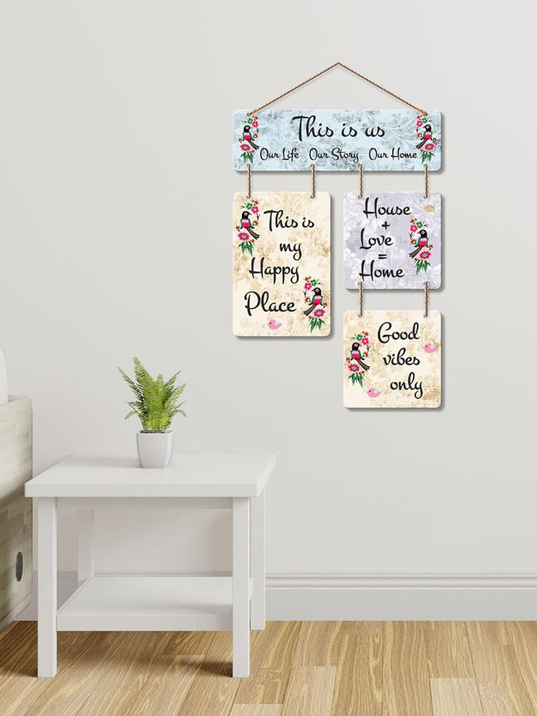 

Kastner Mint Green & Cream-Colored Wooden Positive Vibes Hanging Wall Decor