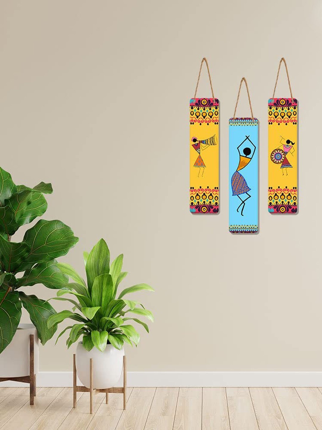 

Kastner Blue & Yellow Printed Wooden Hanging Wall Decor