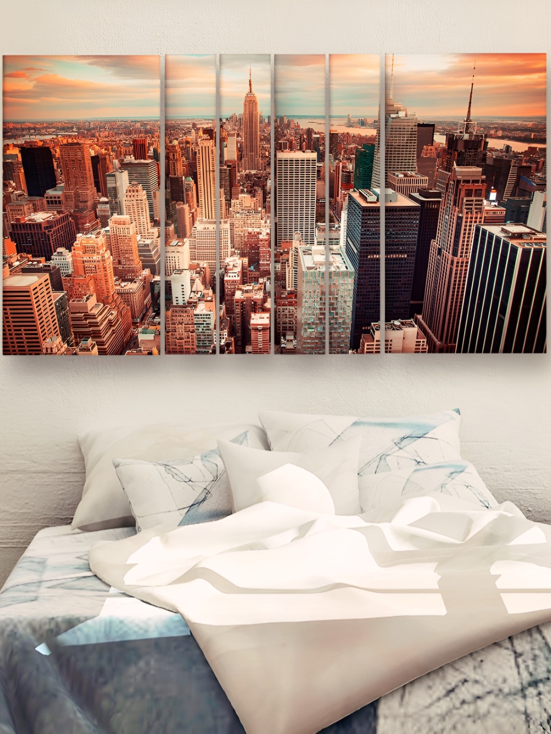 

Casperme Orange 6 Pieces Modern Art Wooden Wall Paintings