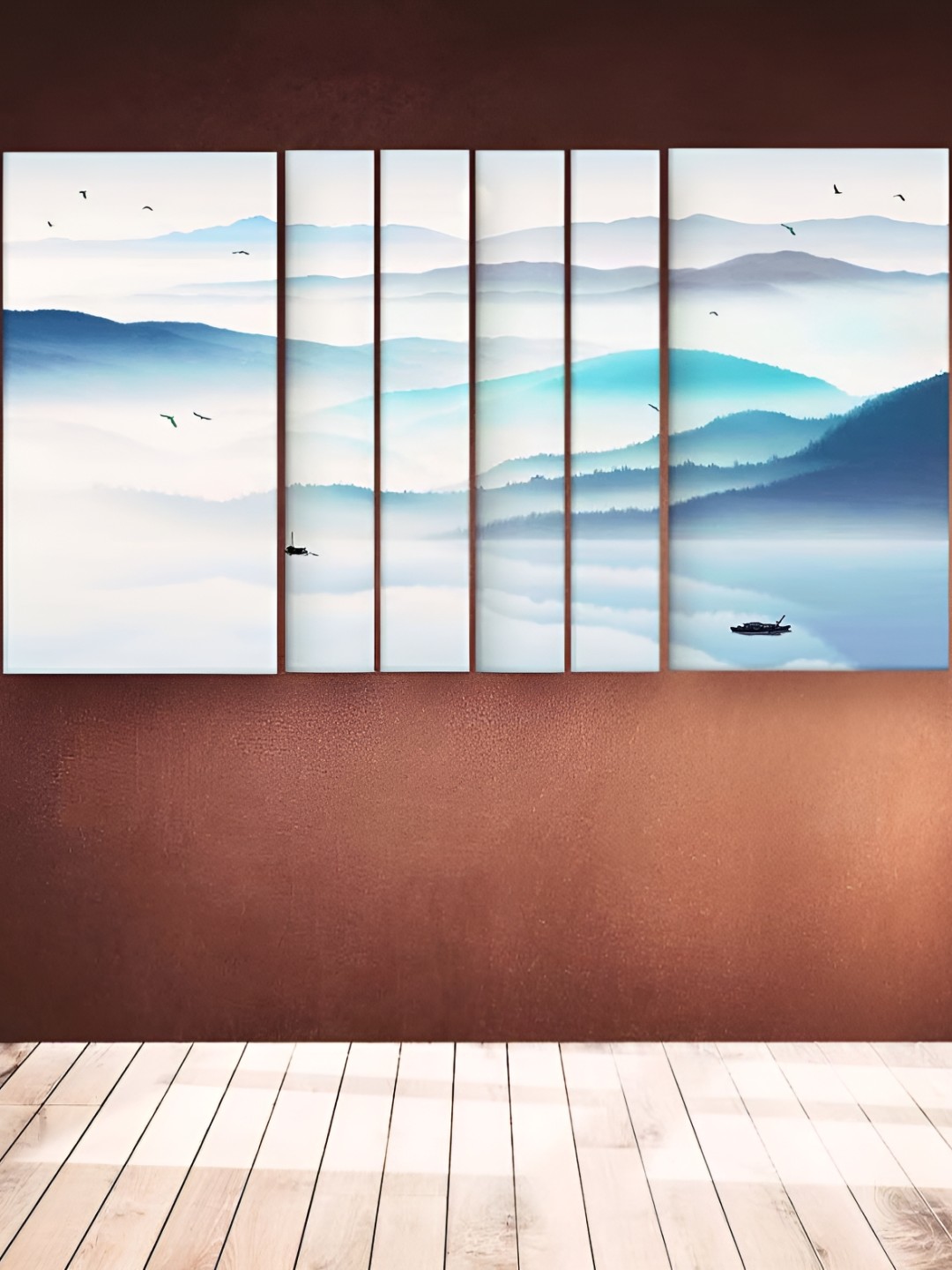 

Casperme Blue 6 Pcs Wooden Wall Art