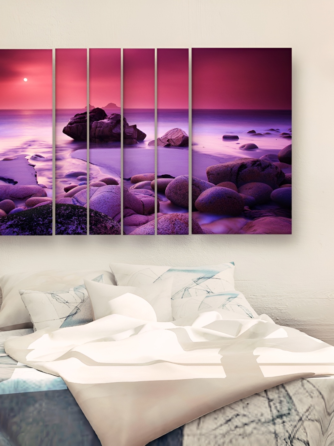 

Casperme 6 Pieces Purple & Pink Modern Art Grill Frame Wooden Painting Wall Art